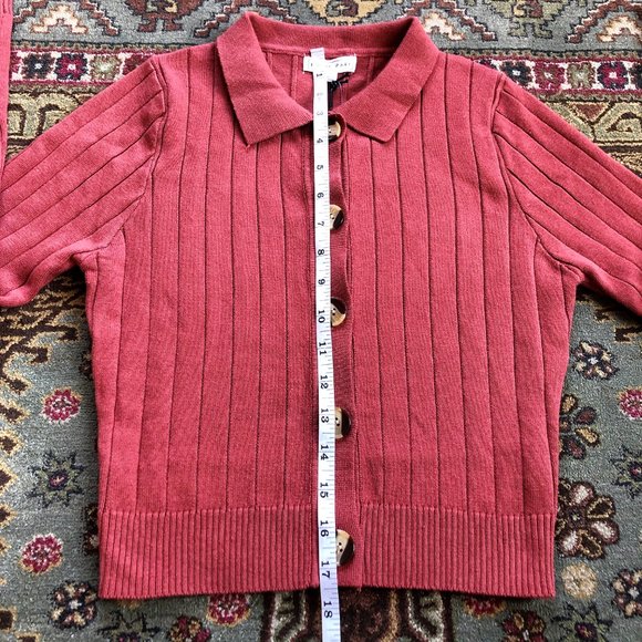 Beautiful Wide-Ribbed Rust-Color Crop Cardigan NWT Size S - Picture 12 of 16